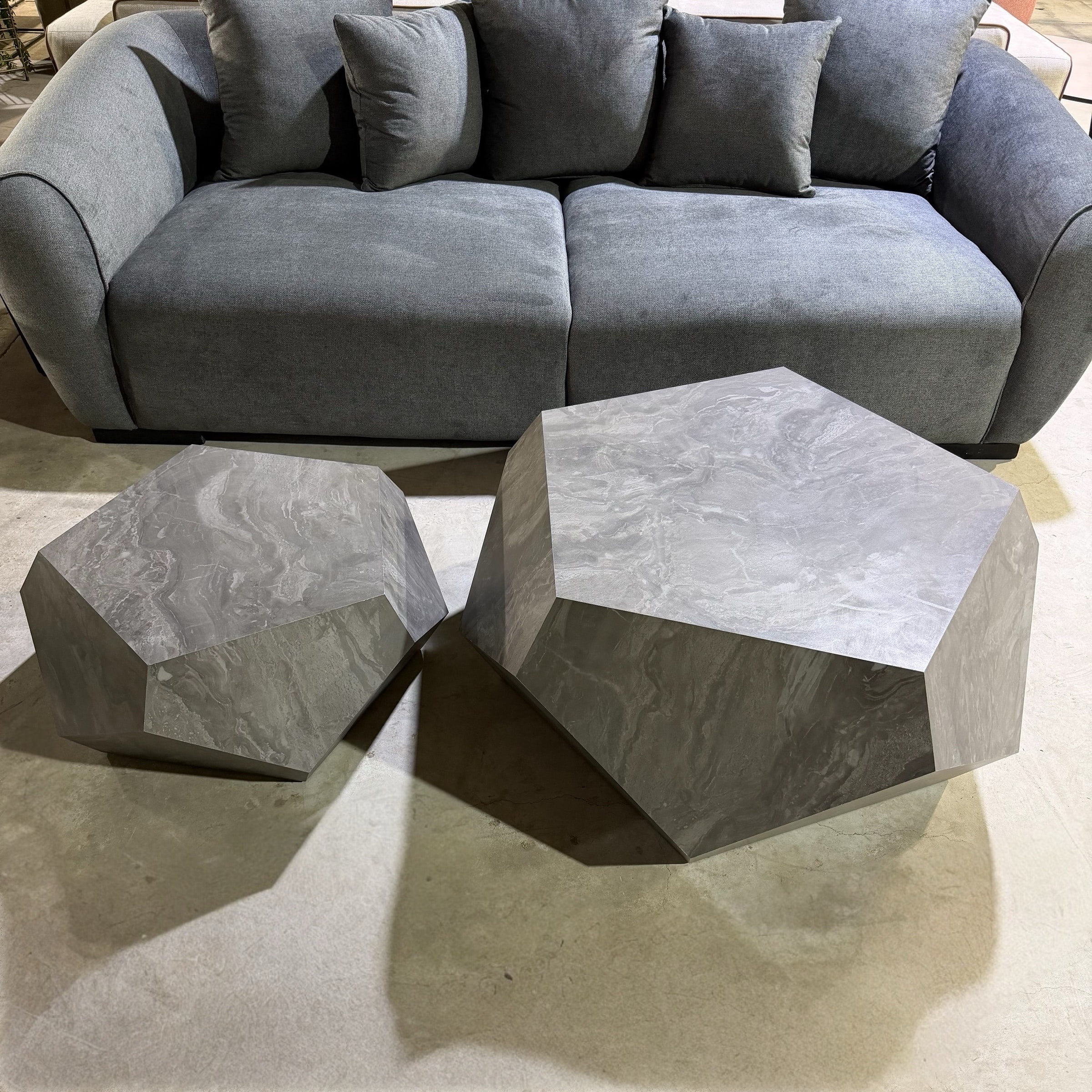 סט שולחנות סלון מעוצבים דגם דיימונד גוון אפור - חיסול עודפים!!