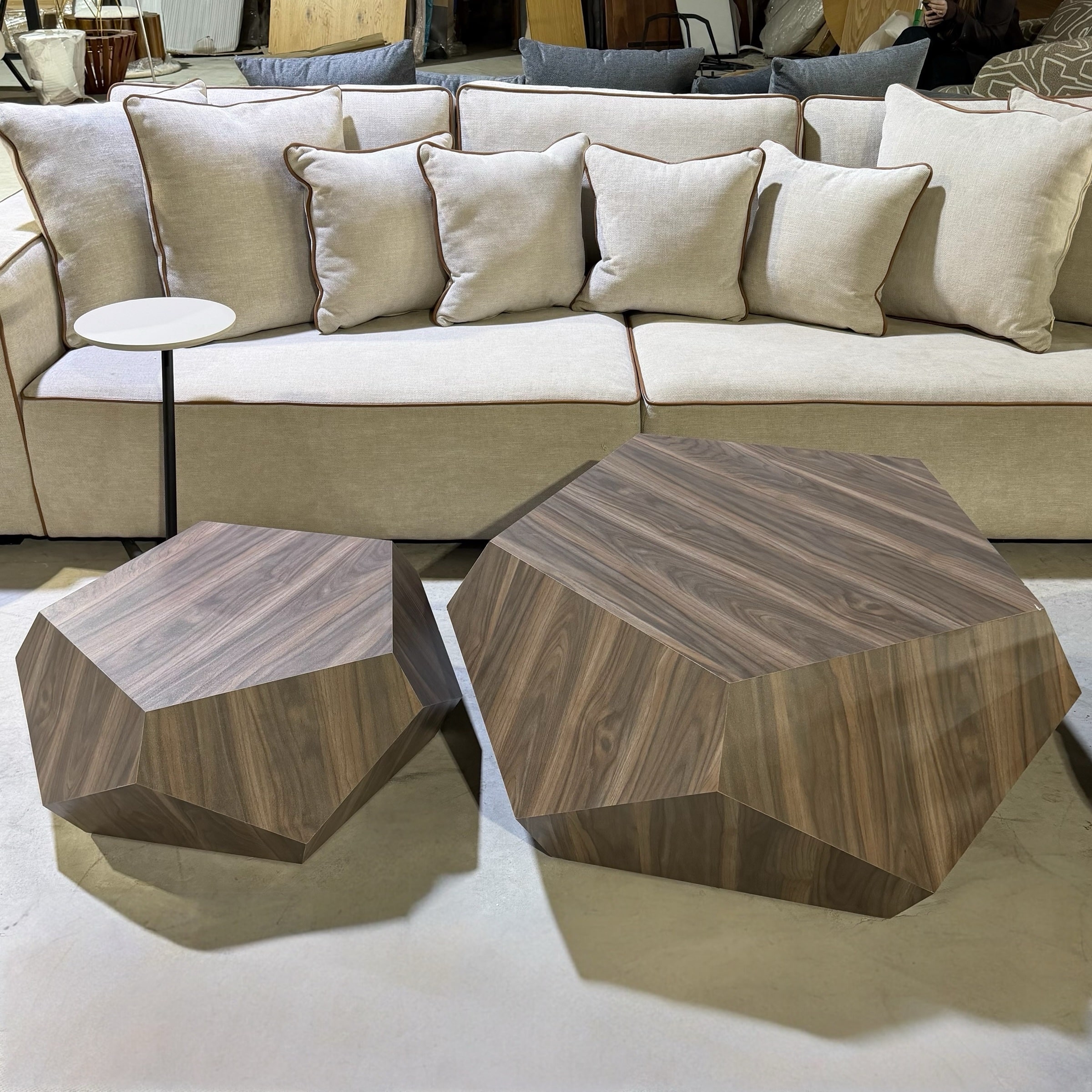 סט שולחנות סלון מעוצבים דגם דיימונד גוון אגוז - חיסול עודפים!!