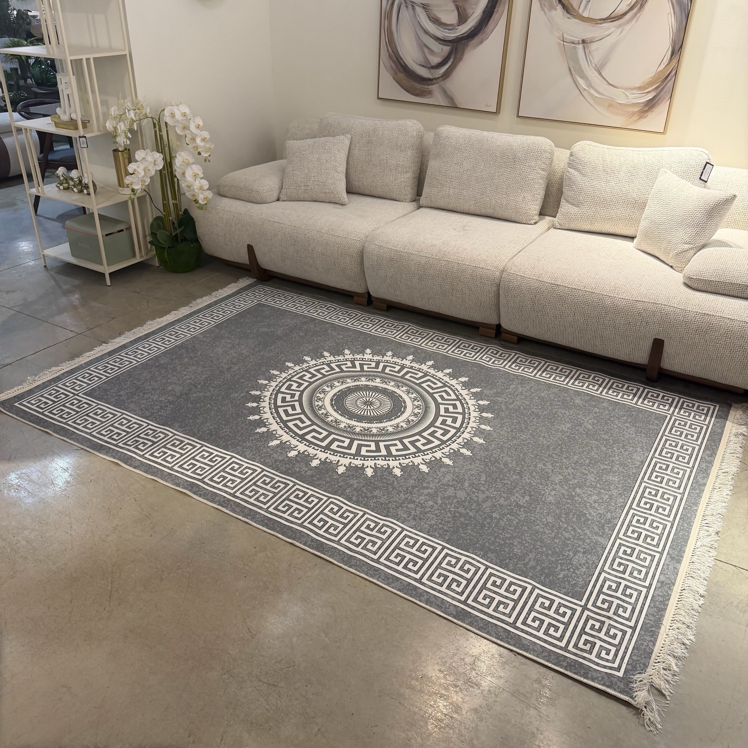 שטיח מעוצב גוון ירוק אפור 295/175 דגם סטון - חיסול!