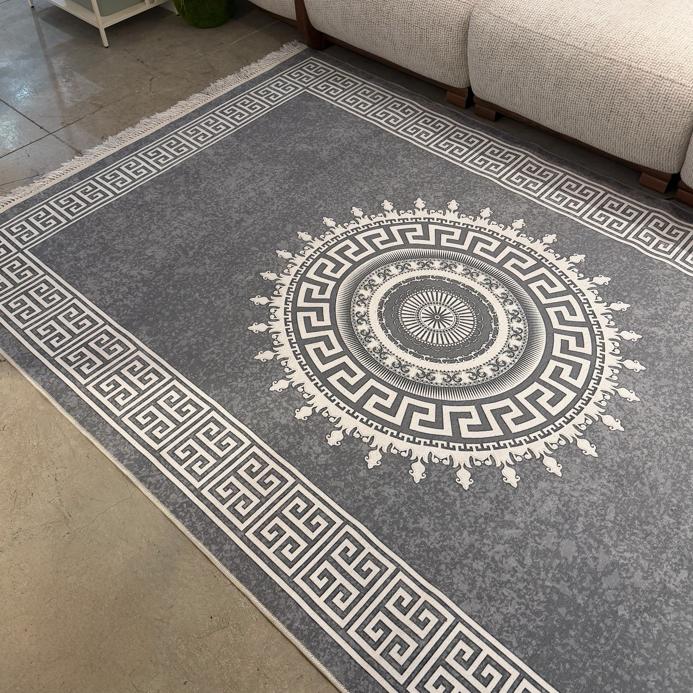 שטיח מעוצב גוון ירוק אפור 295/175 דגם סטון - חיסול!