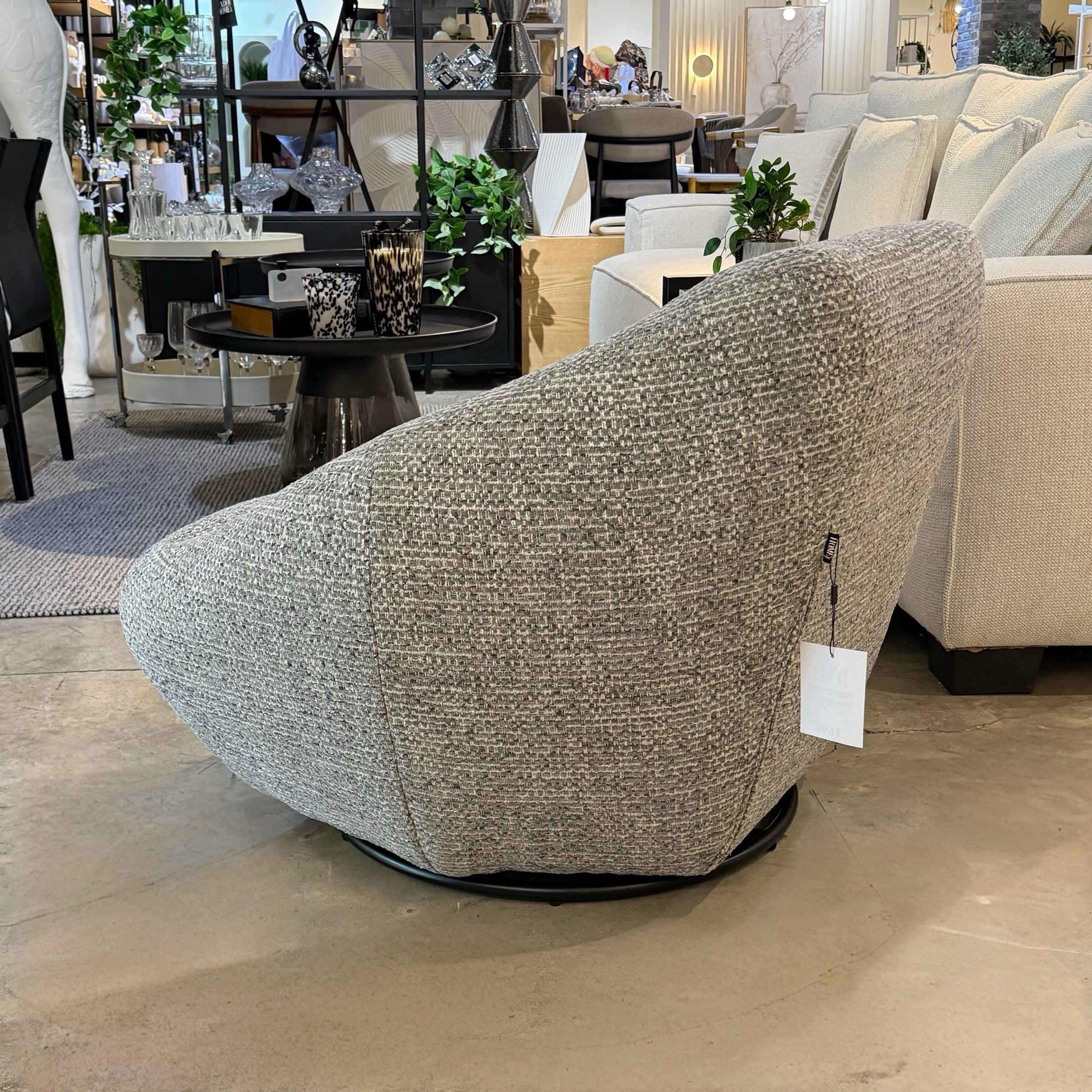 כורסא מעוצבת מסתובבת סילנסיו אריג אפור דגם לוסי