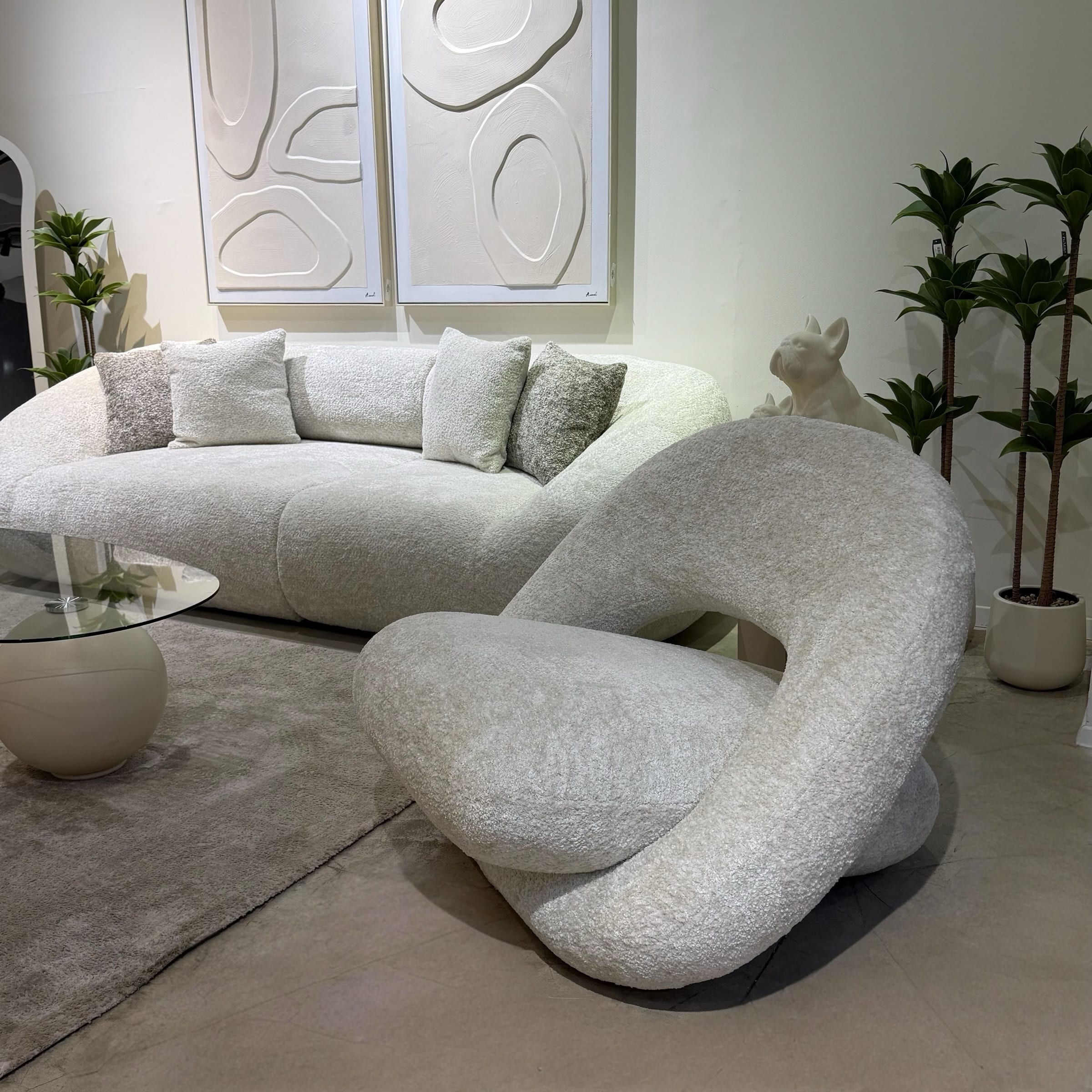 כורסא יוקרתית וופל בד פלאפי שמנת דגם ראונדי כורסא יוקרתית וופל בד פלאפי שמנת דגם ראונדי