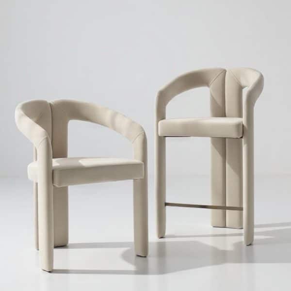 כיסא פינת אוכל / בר יוקרתי מרופד איזיקלין שמנת דגם לוסי - במלאי!