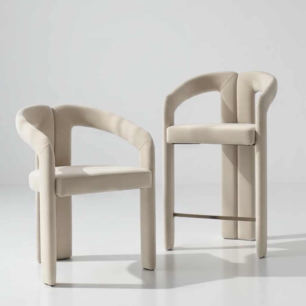 כיסא פינת אוכל / בר יוקרתי מרופד איזיקלין שמנת דגם לוסי - במלאי!