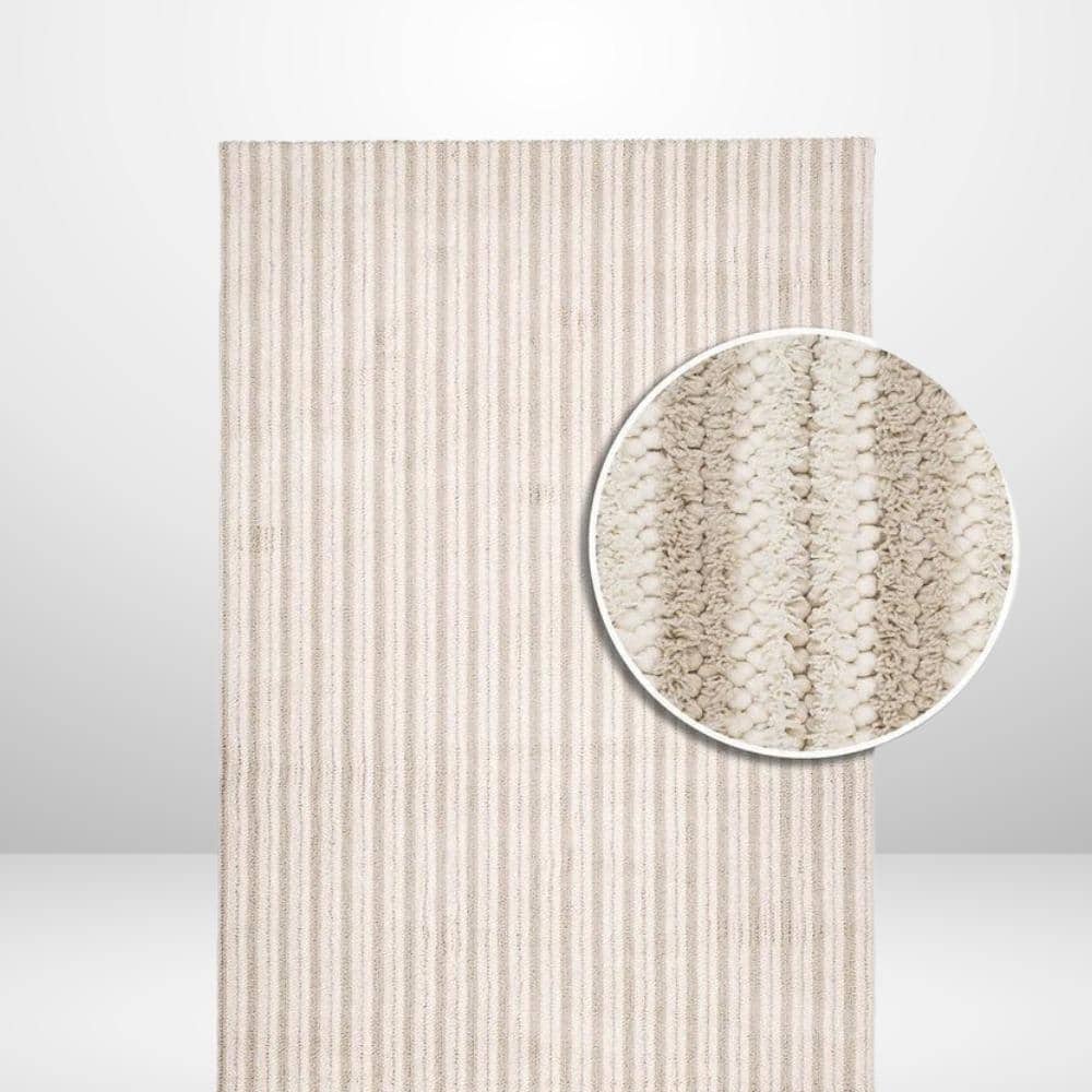 שטיח פסים גווני שמנת בז דגם רובי | גדלים לבחירה