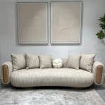 ספה יוקרתית סירוקו אריג בז משולב שמנת רגל אלון דגם כאסו ייבוא קאדו הום- קולקציה חדשה!