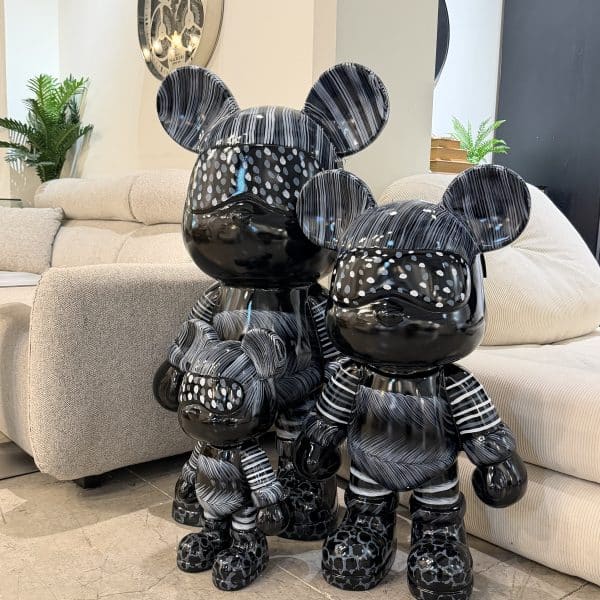 פסל דובי מיוחד צבעוני גווני שחור לבן דגם סופיה | גדלים לבחירה