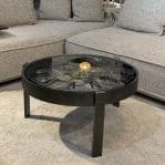 שולחן סלון יוקרתי שעון וזכוכית רגל זהב פליז דגם סופיה