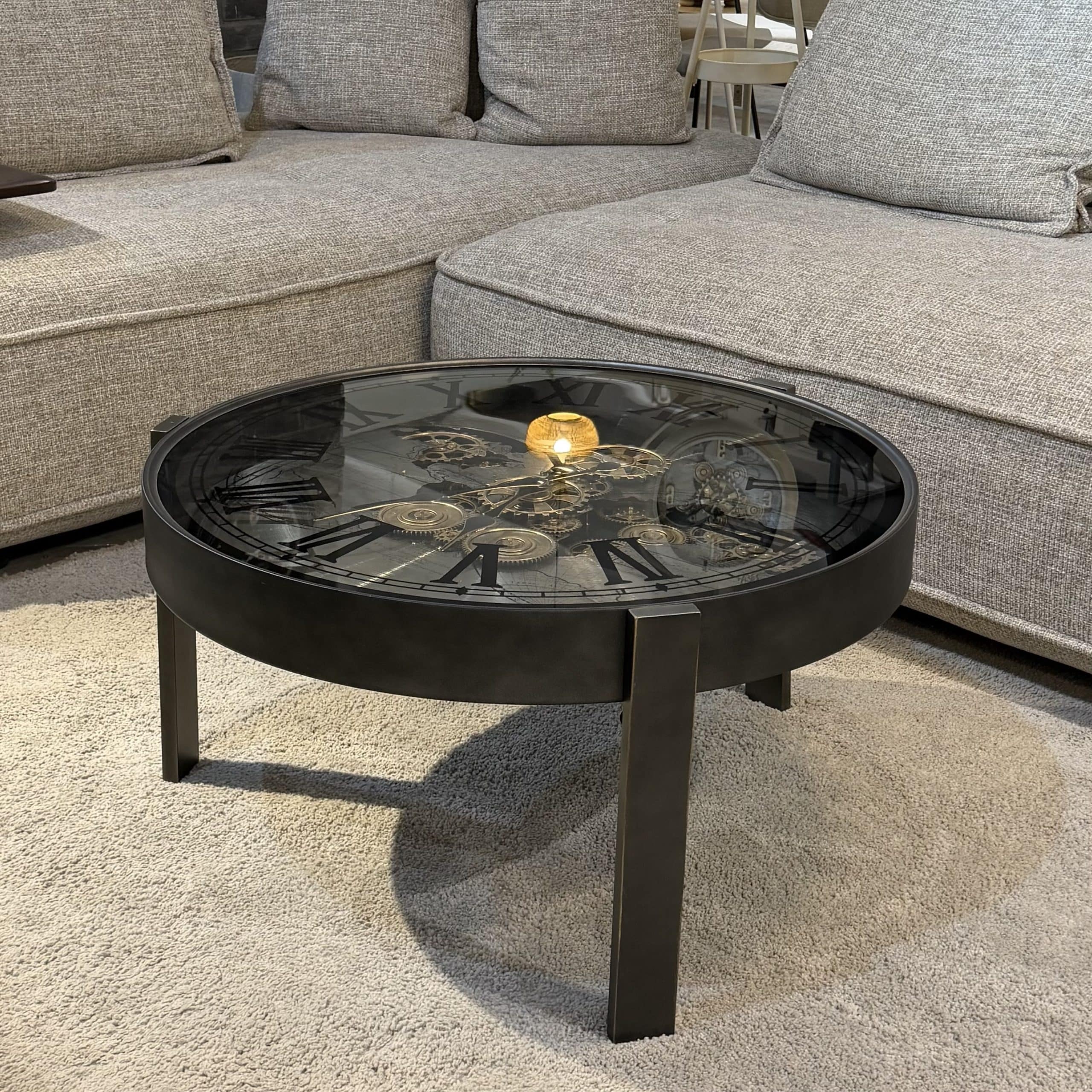 שולחן סלון יוקרתי שעון וזכוכית רגל זהב פליז דגם סופיה שולחן סלון יוקרתי שעון וזכוכית רגל זהב פליז דגם סופיה