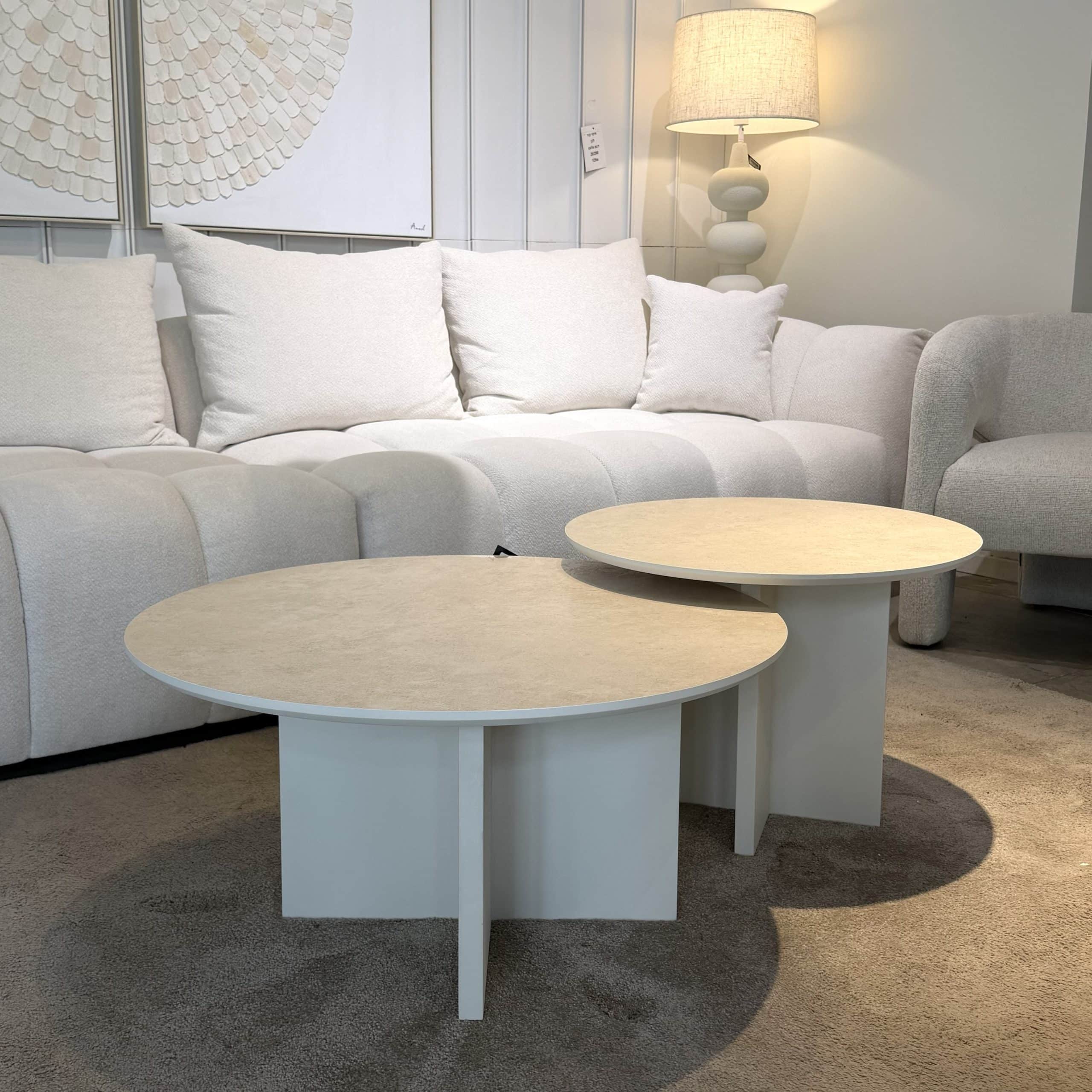 סט שולחנות סלון עגולים דגם סהר | בעיצוב אישי