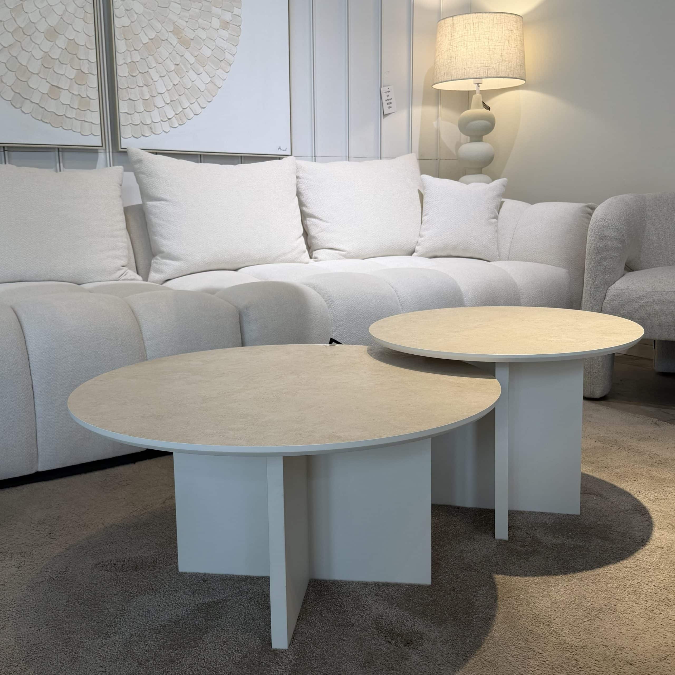 סט שולחנות סלון עגולים דגם סהר | בעיצוב אישי