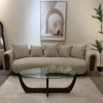 ספה יוקרתית סירוקו אריג בז משולב שמנת רגל אגוז דגם כאסו ייבוא קאדו הום- קולקציה חדשה!