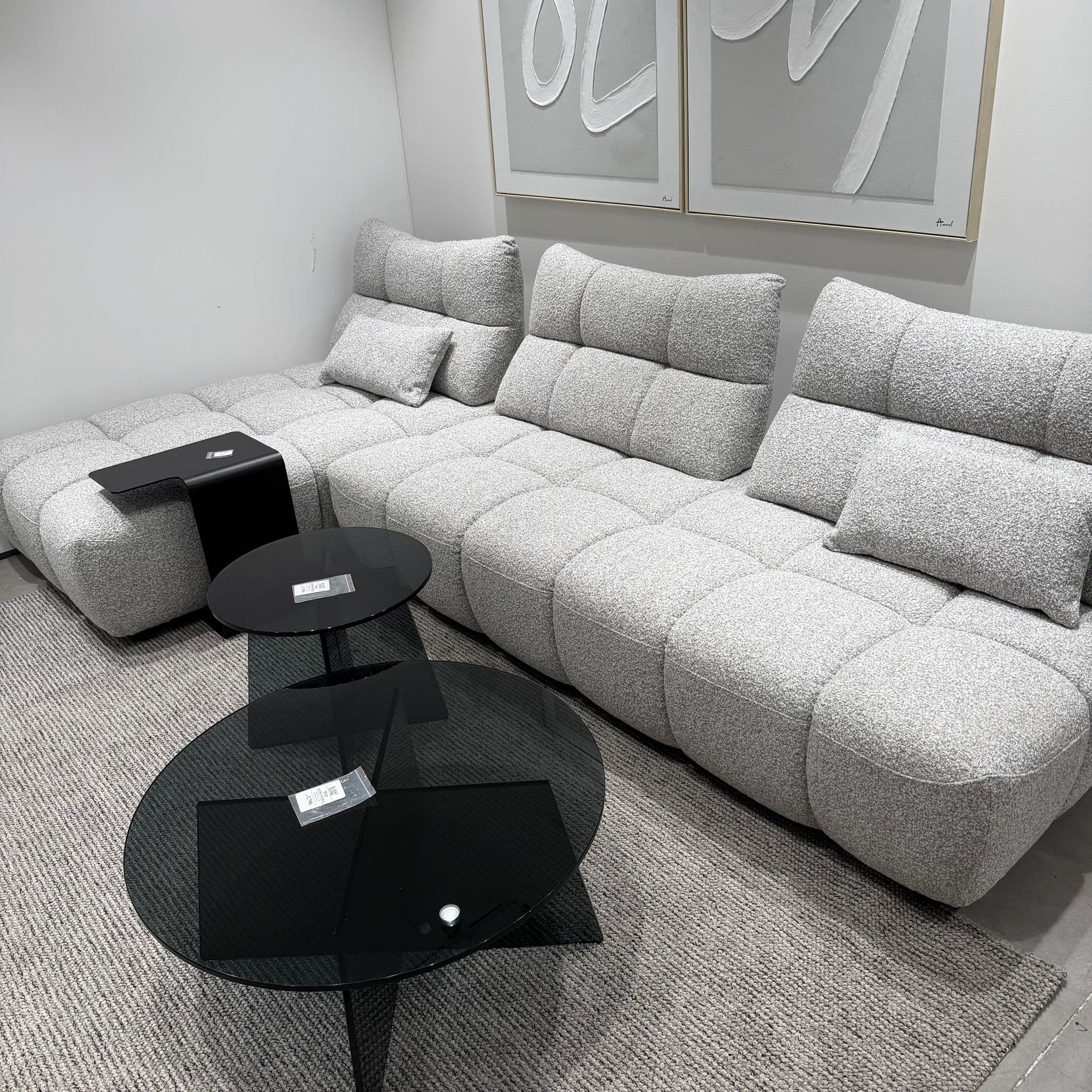 ספה מפנקת פינתית ימין / שמאל מודולרית משענות מתכווננות דגם ונוס אריג אפור בטון