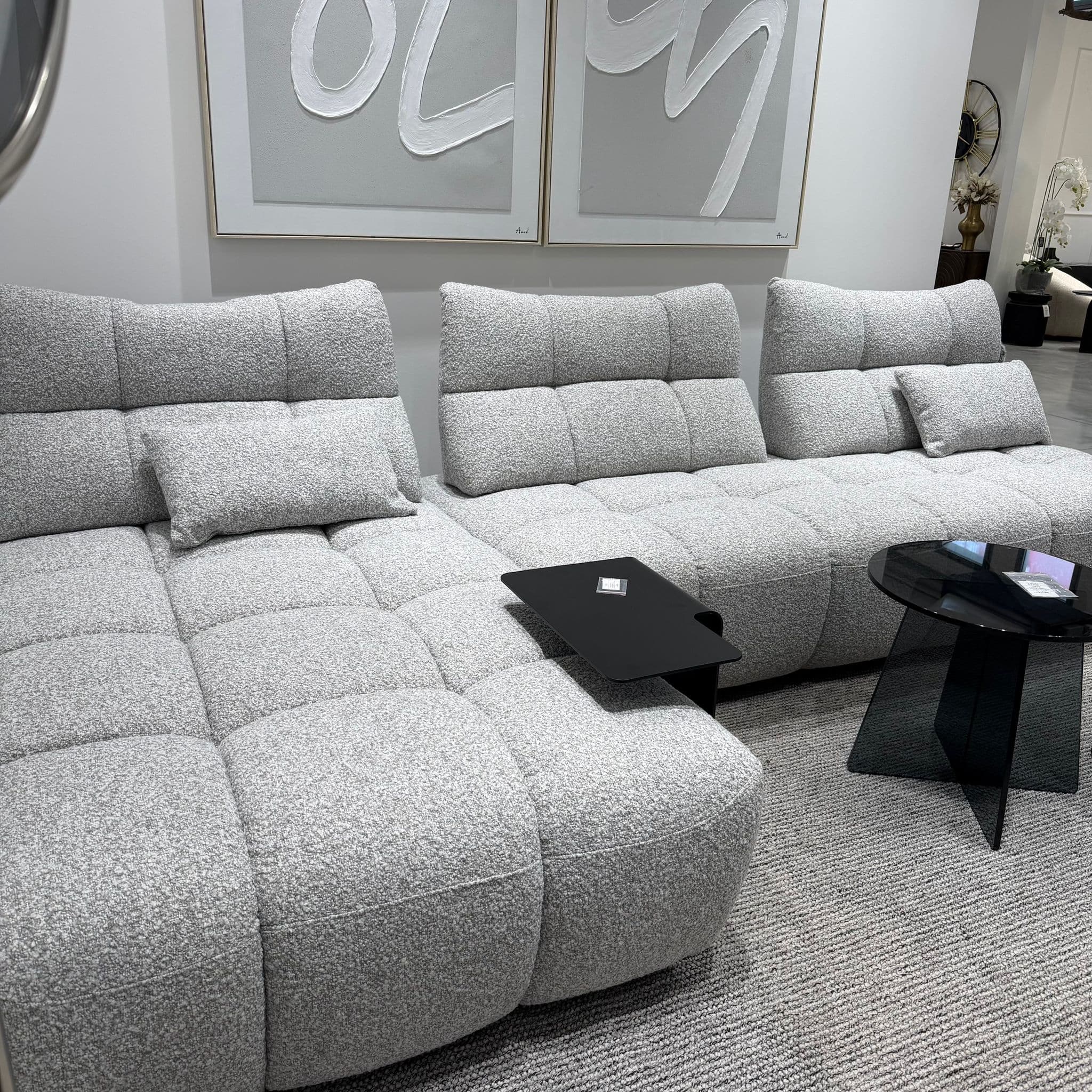 ספה מפנקת פינתית ימין / שמאל מודולרית משענות מתכווננות דגם ונוס אריג אפור בטון