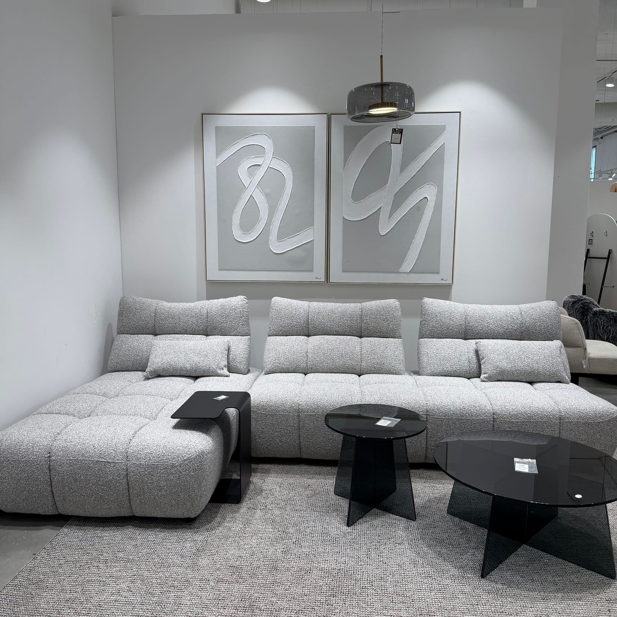 ספה מפנקת פינתית ימין / שמאל מודולרית משענות מתכווננות דגם ונוס אריג אפור בטון