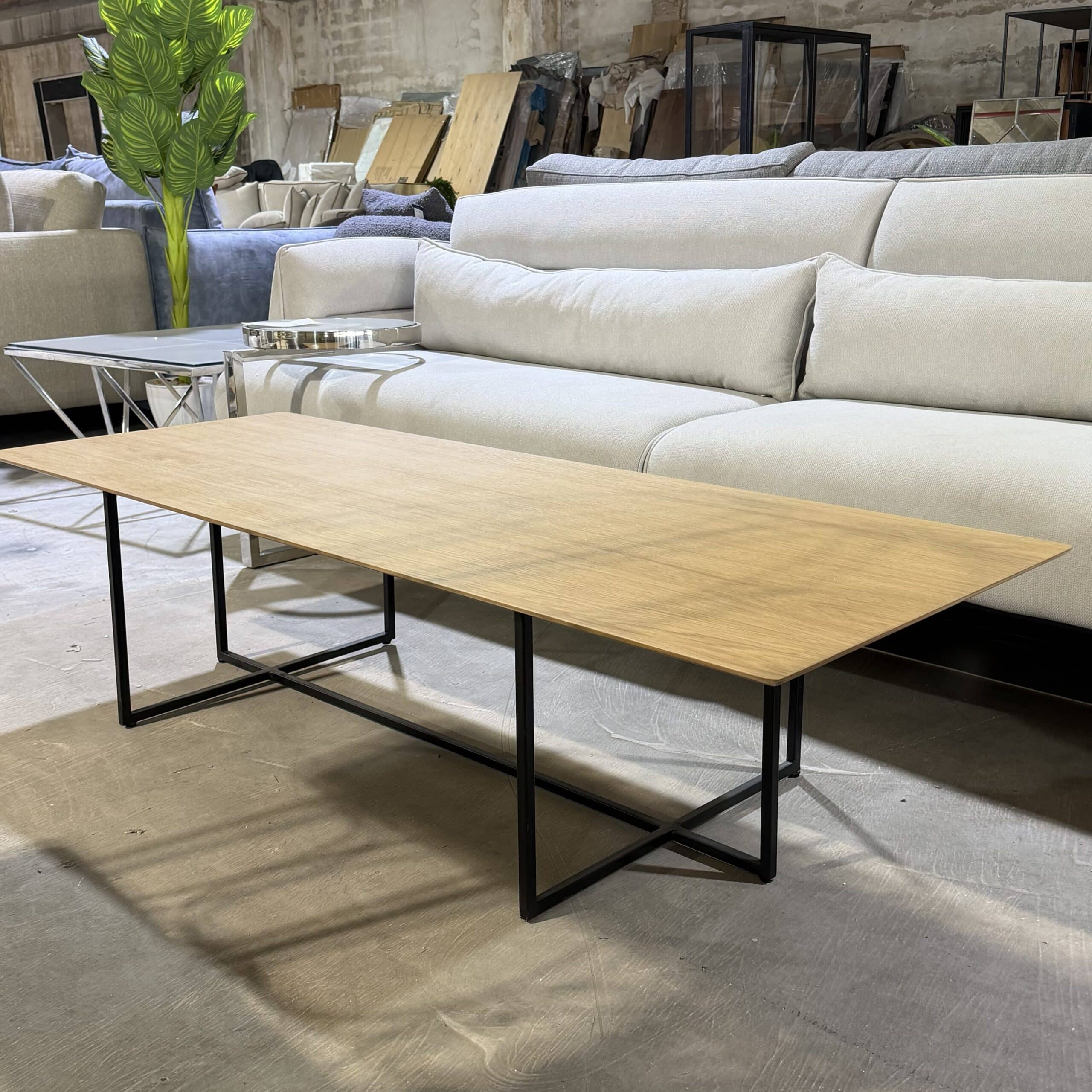 שולחן סלון מלבני דגם אביתר פלטה אלון רגל שחורה - חיסול עודפים!