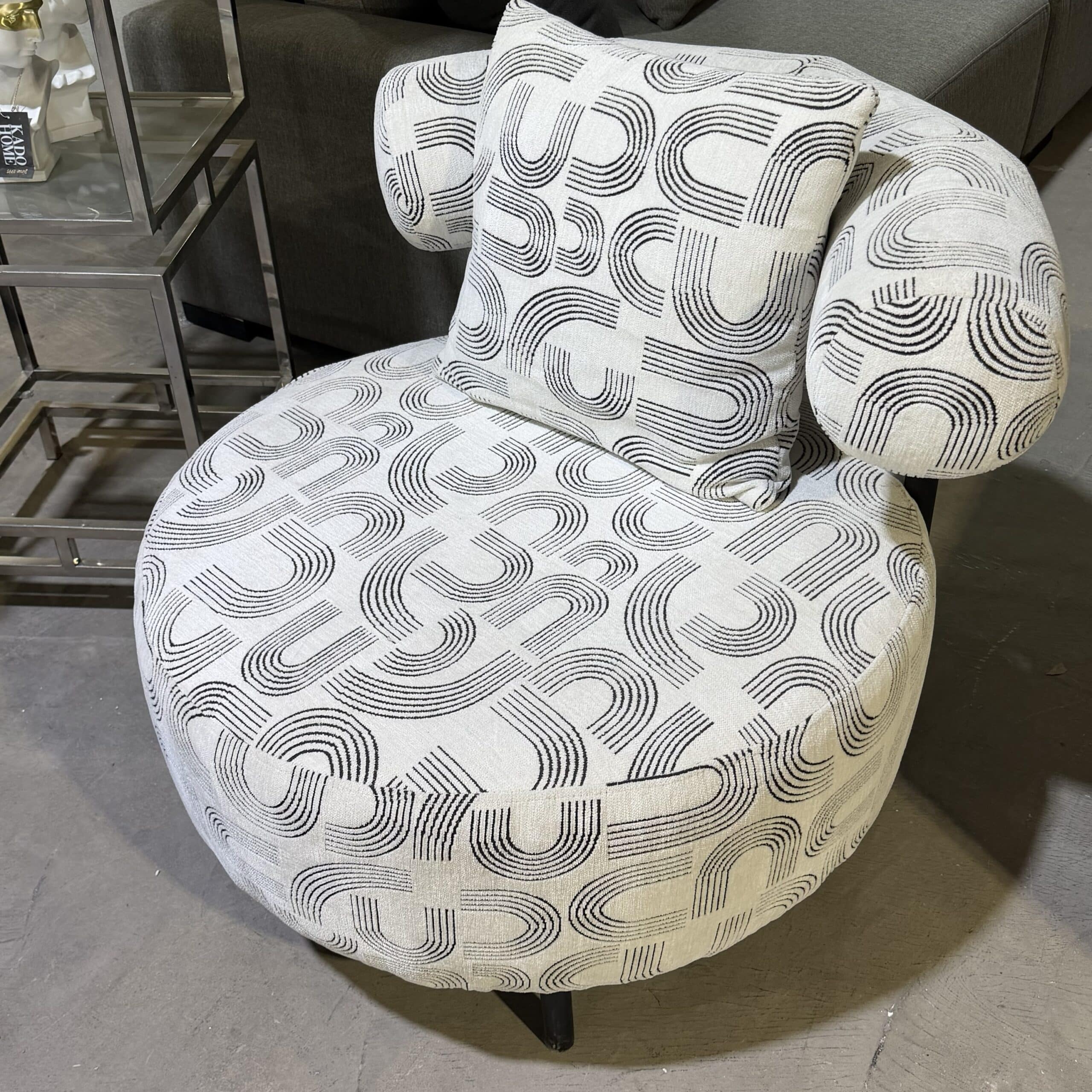 כורסא מעוצבת דגם בון בד לבן שחור - חיסול עודפים!