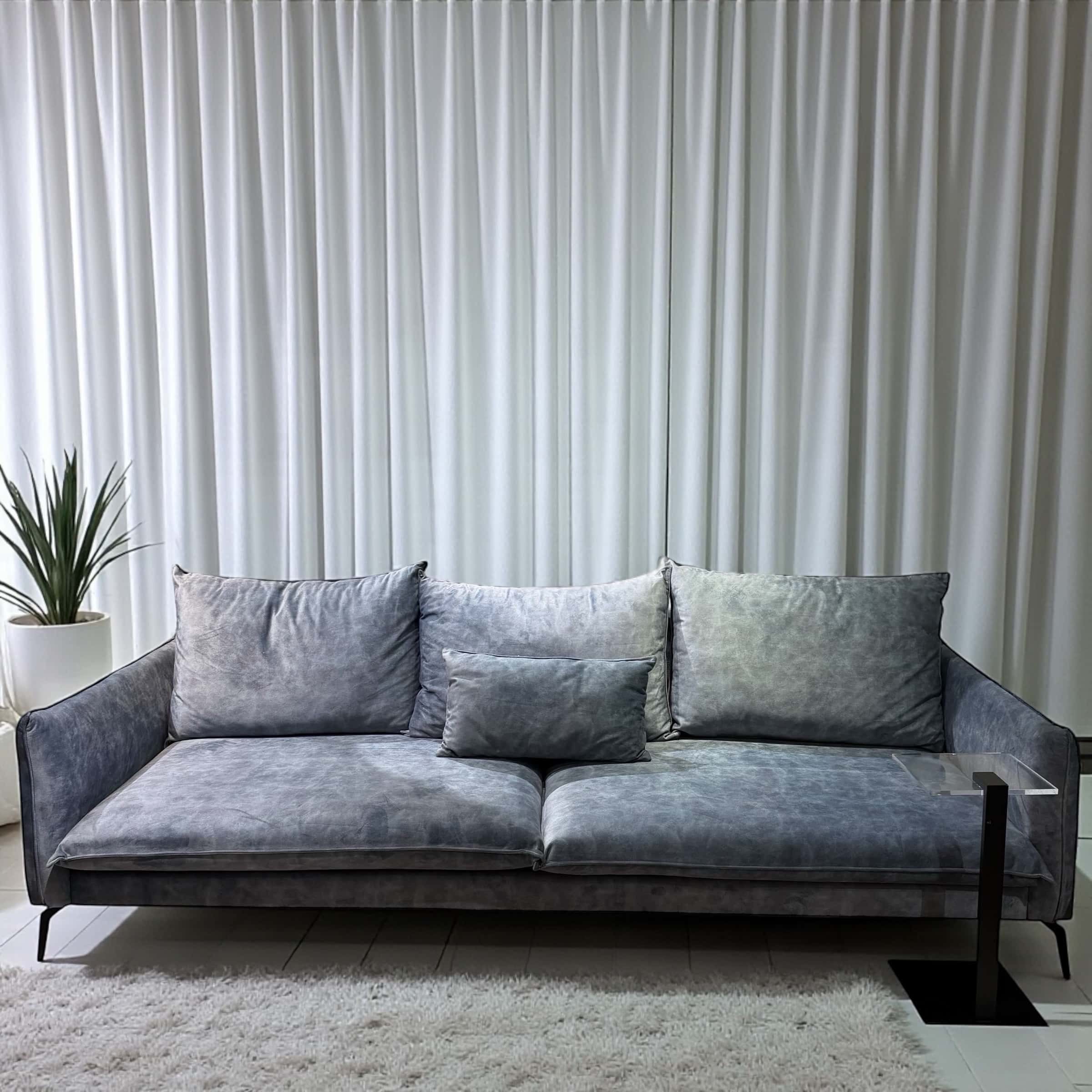 ספה מעוצבת קטיפה כחול אפור - חיסול עודפים!