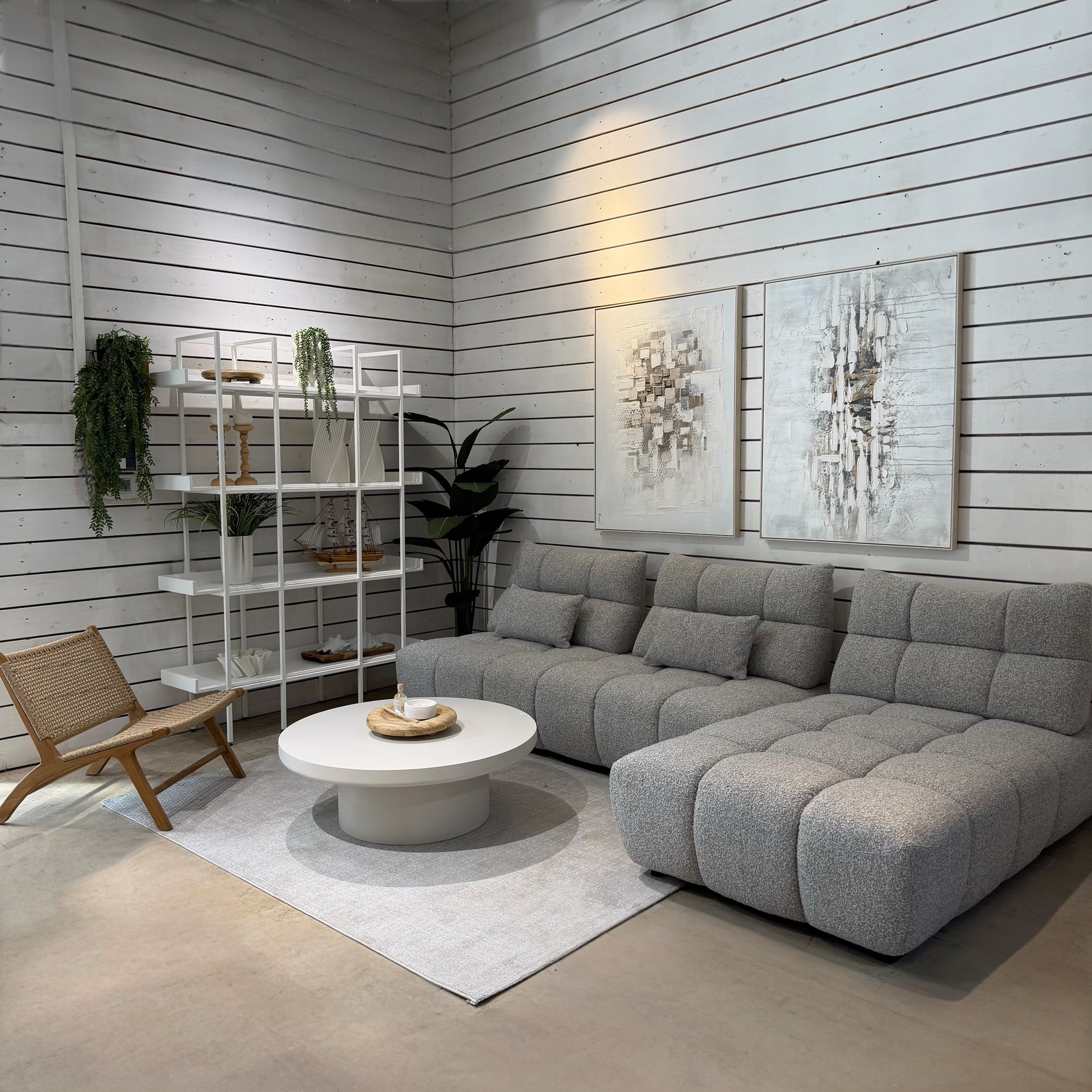 ספה מפנקת פינתית ימין / שמאל מודולרית משענות מתכווננות דגם ונוס אריג אפור בטון