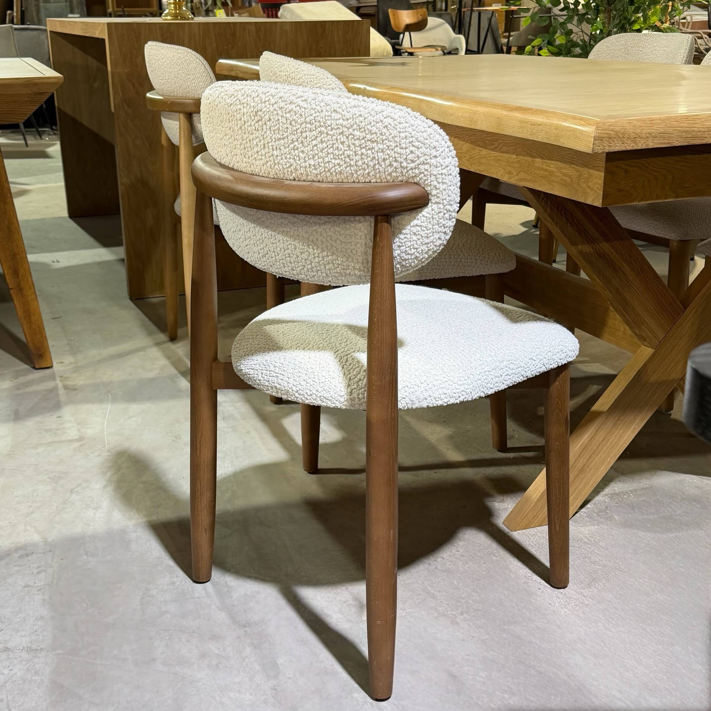 כיסא מעוצב דגם קאלי בוקלה שמנת רגל אגוז - חיסול עודפים 2 אחרונים!